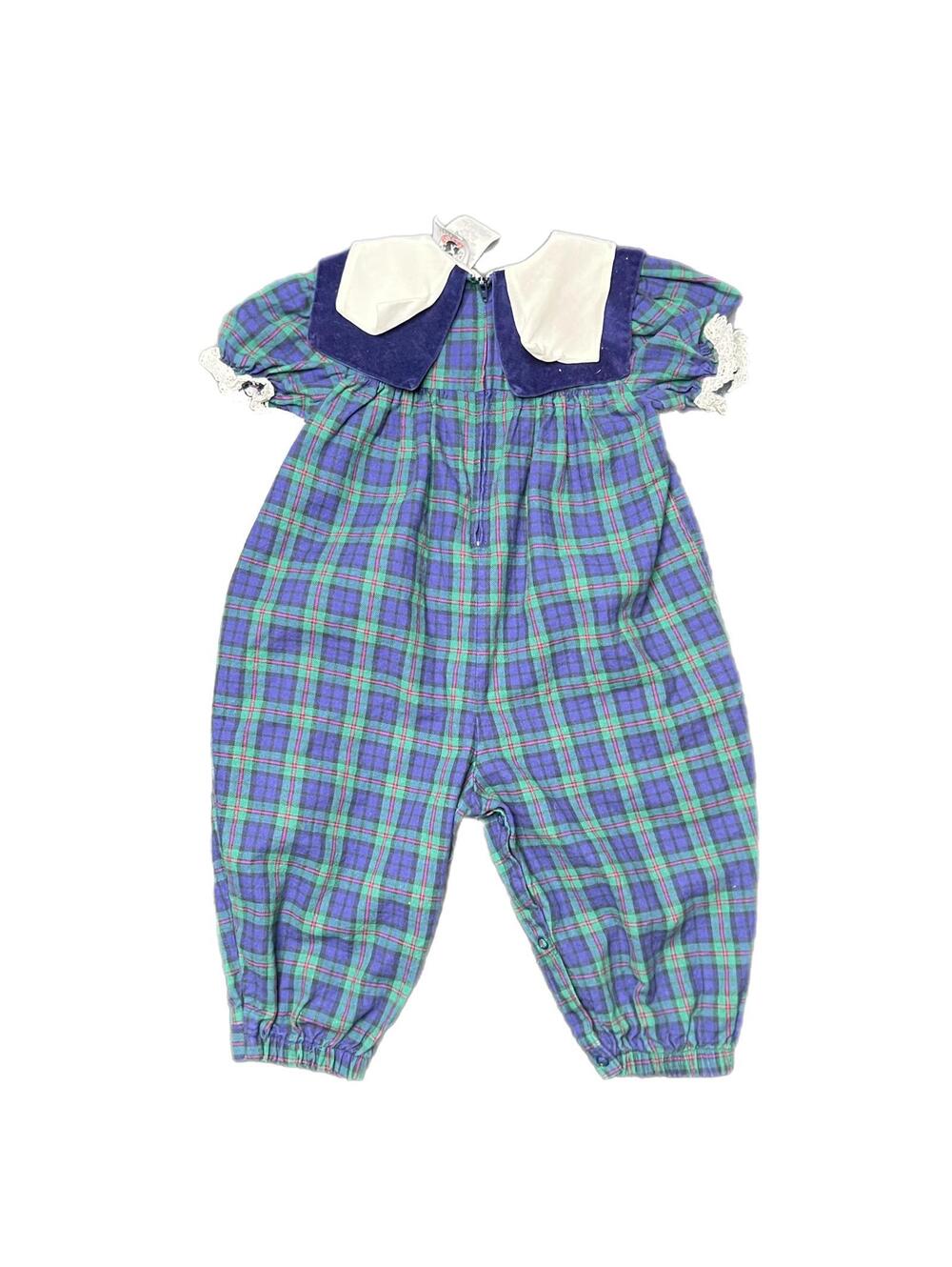 Good Lad 90s Flannel Plaid Romper with Peter Pan Collar - 18m